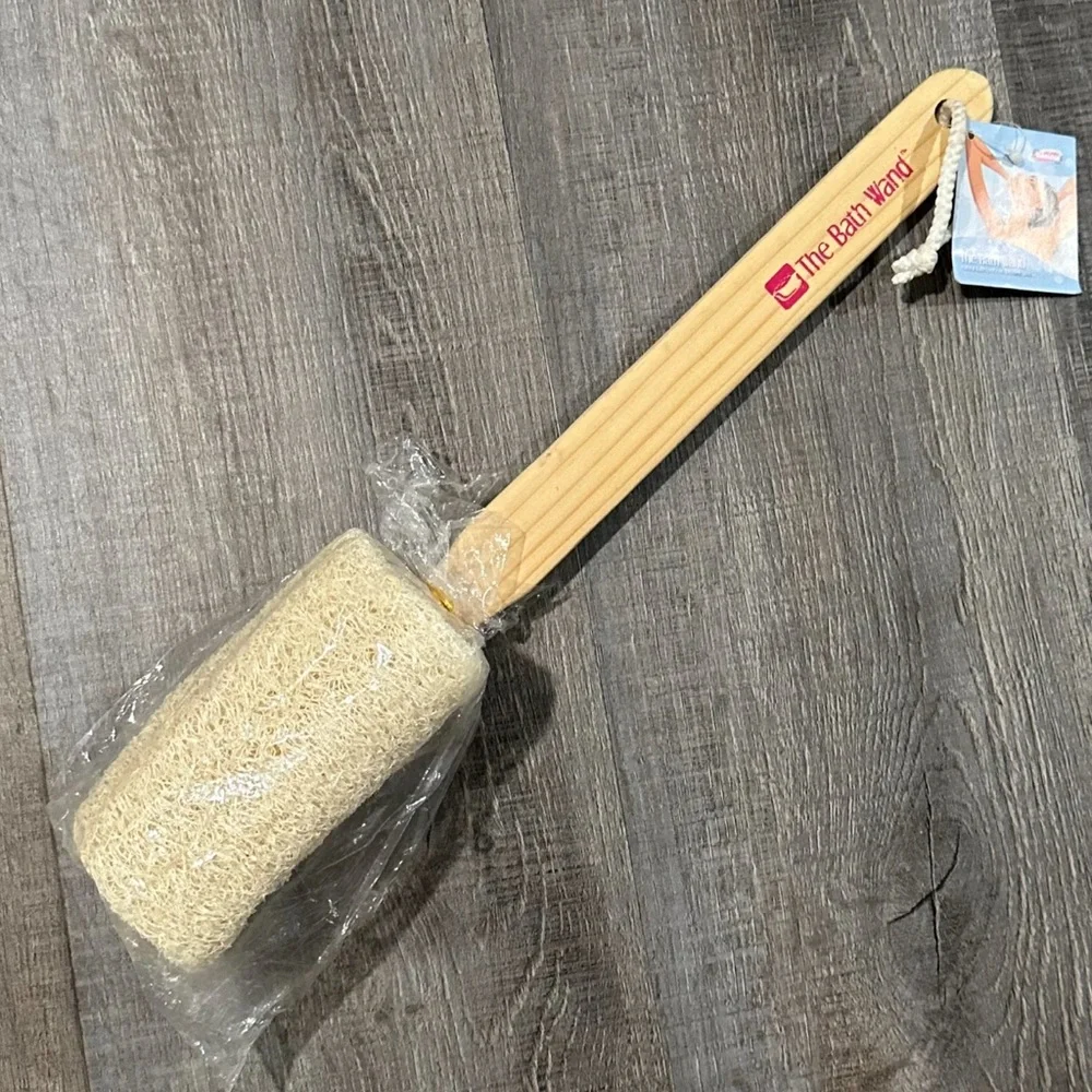 💞 New 15” Loofah and Wood Bath Wand